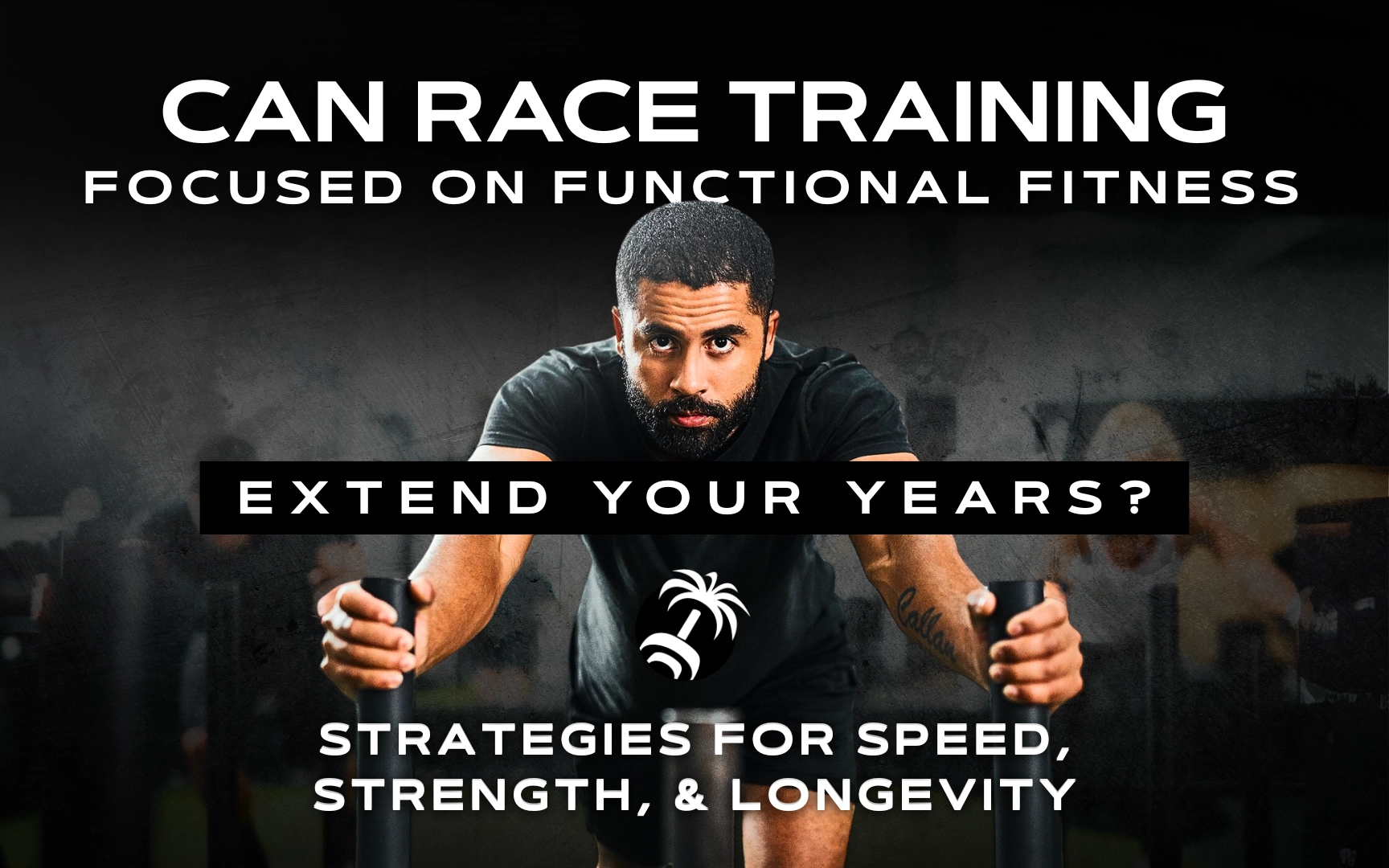 Man performing a plank hold on parallettes, illustrating how functional fitness race training can build speed, strength, and longevity.
